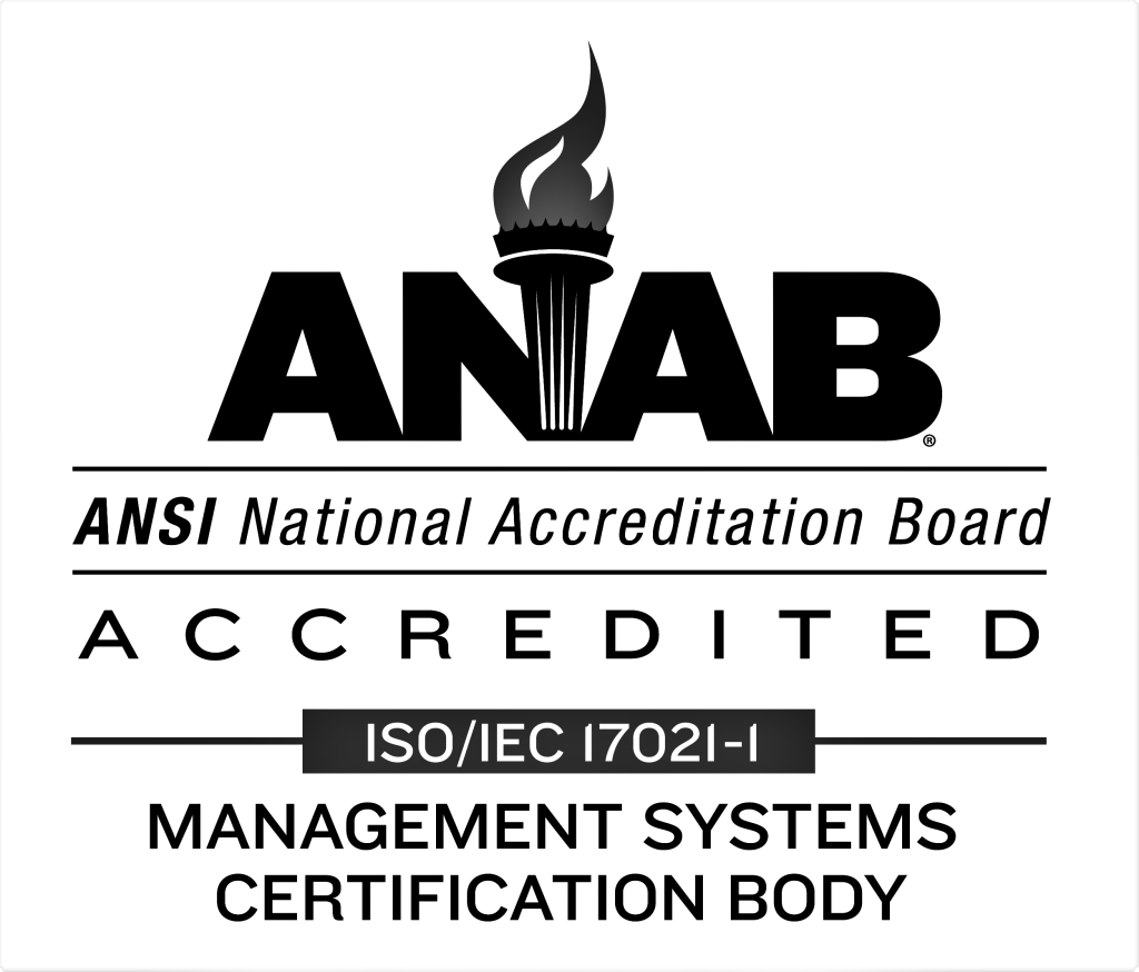 ANAB accredited quality management certification symbol
