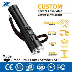 XINYIN White LED Flashlight Strong Light Rechargeable Digital Display High Power Household Tactical Self-defense Zoom Type-C
